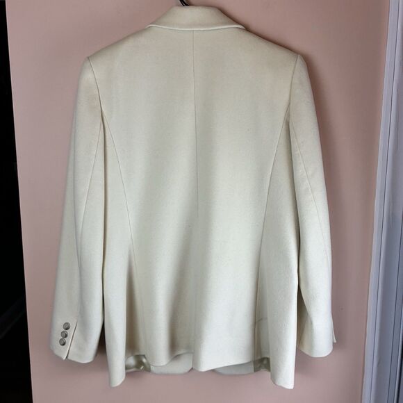 Vintage LL Bean Women’s Cream Wool Cashmere Blend Lined Coat Size 10R - Picture 6 of 6
